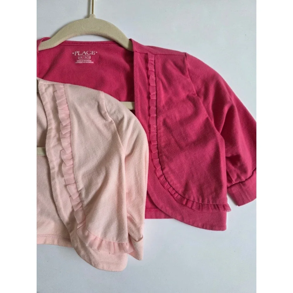 The Children's Place Shrug Bolero L 10/12 Pink Ruffle Layering Cardigan